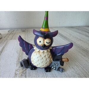 Owl‎ witch haunted house statue figurine village Halloween decor